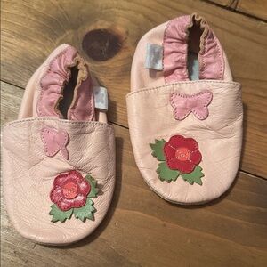 Charming Pink Moccasins with Floral Accent
